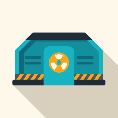 Nuclear power plant building emitting radioactive fumes, flat styleのイラスト素材