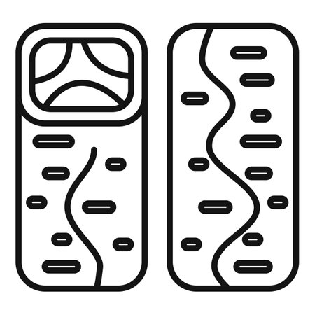 Simple black and white icon of two shawarma wraps, differing in the way they are wrappedのイラスト素材