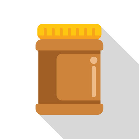 Closed jar full of peanut butter with blank label is standing on white backgroundのイラスト素材