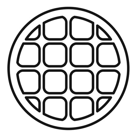 Simple line drawing of a round waffle, ready for butter and syrupのイラスト素材