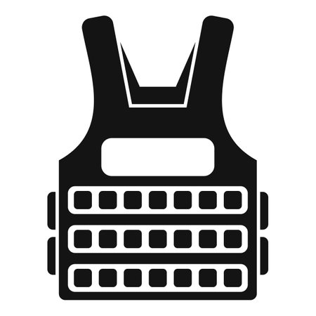 Black bulletproof vest protecting torso from gunfireのイラスト素材