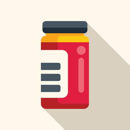 Red medicine bottle with a blank label, allowing you to add your own text or designのイラスト素材