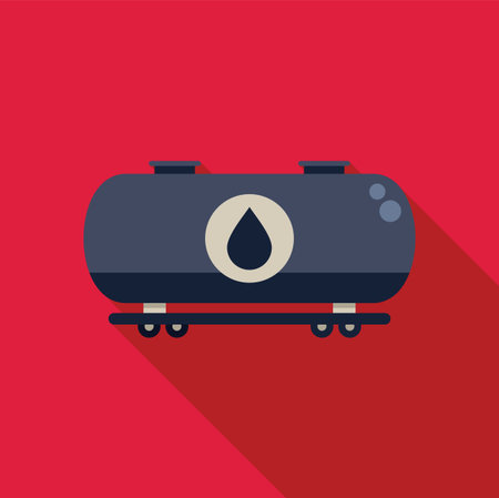 Illustration of an oil tank train wagon delivering petroleum products with a long shadowのイラスト素材