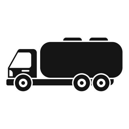 Black silhouette of a big tank trailer truck delivering oil, gas or other petroleum productsのイラスト素材