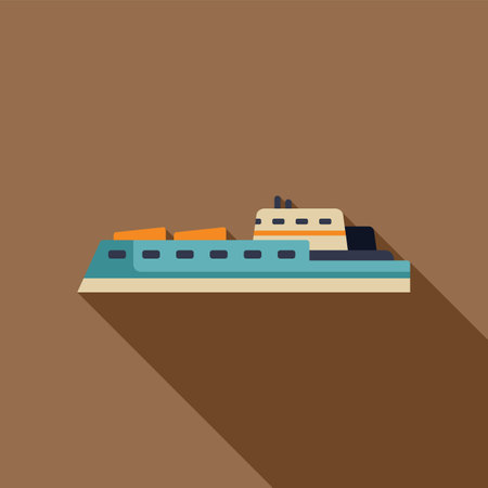 Cargo ship carrying goods in containers across ocean for import and export trade illustrationのイラスト素材