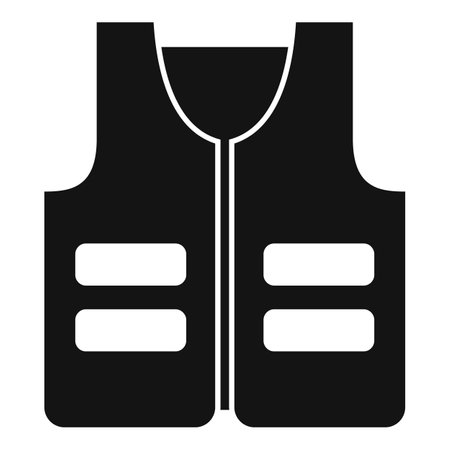 Black safety vest icon representing construction site safety and worker visibilityのイラスト素材