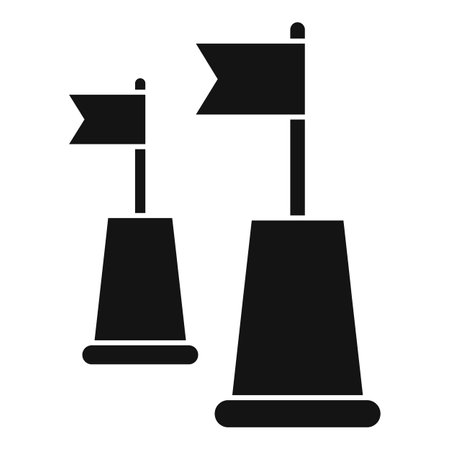 This simple icon shows two flags marking reaching different levels of achievementのイラスト素材