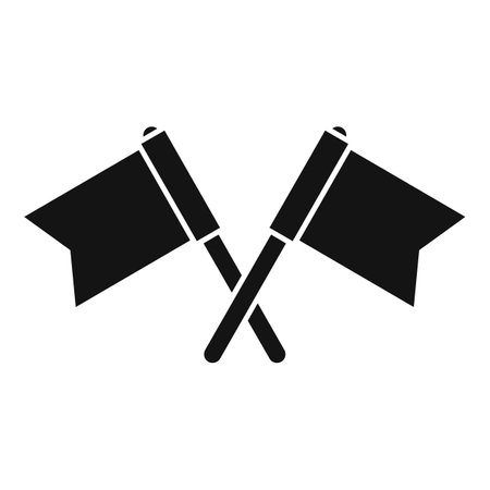 Simple icon of two crossed flags, representing competition, rivalry, or a challengeのイラスト素材