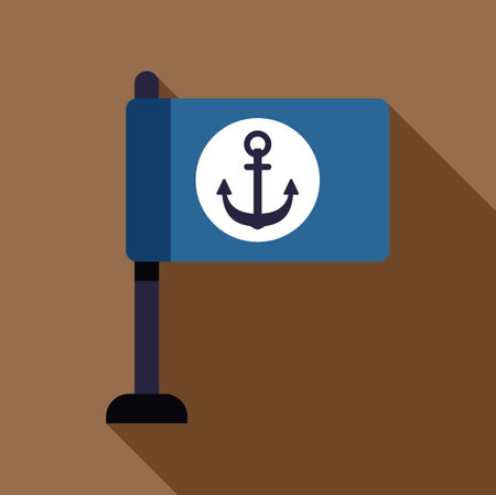 Blue flag with anchor symbol waving in the wind, representing maritime activities and sailingのイラスト素材
