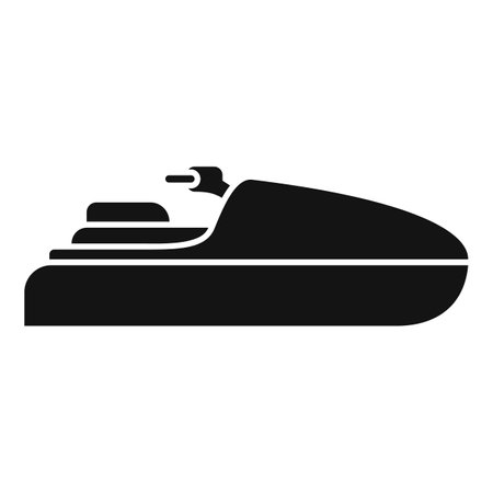 Simple black silhouette of a jet ski standing still on the water, side viewのイラスト素材