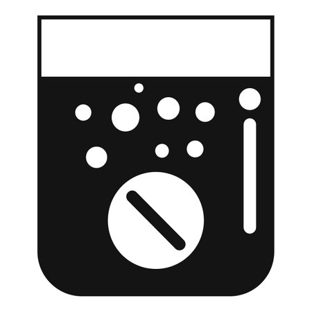 Simple icon of a pill dissolving in a glass of water, representing medication, healthcare, and treatmentのイラスト素材