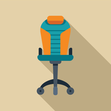 Comfortable office chair with wheels standing on beige backgroundのイラスト素材