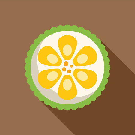 Delicious round cake decorated with yellow flower pattern and green border, perfect for a birthday celebrationのイラスト素材