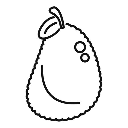 Simple black and white line art representing a jackfruit, an exotic fruit growing in tropical climateのイラスト素材