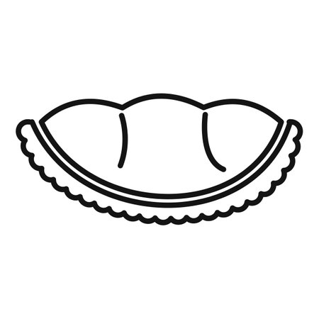 Simple line icon depicting an open durian fruit, showing its segmented insideのイラスト素材