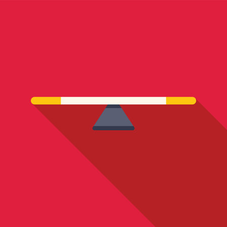 Seesaw is casting a long shadow on a red background