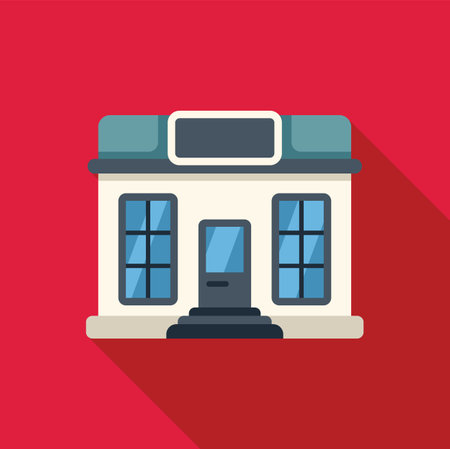 Small business building storefront facade with signboard is representing local shop or serviceのイラスト素材