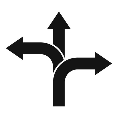 Three black arrows are pointing in different directions, symbolizing the concept of choiceのイラスト素材