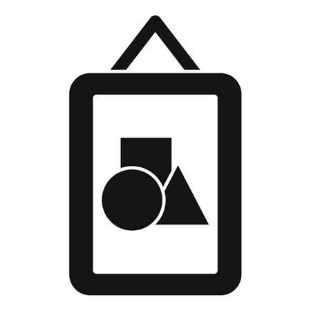 Black and white icon of an abstract painting representing simple geometric shapesのイラスト素材