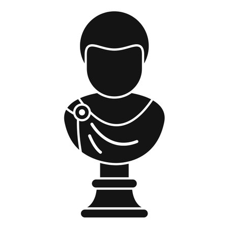 Black silhouette icon of a bust sculpture depicting a roman emperor wearing a togaのイラスト素材
