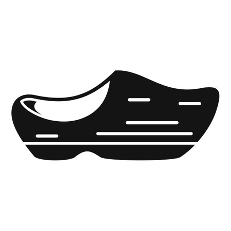 Black glyph icon representing a pair of dutch clogs, traditional footwear from the netherlands, known for their distinctive wooden solesのイラスト素材