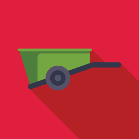 Green empty garden trailer is standing on a red backgroundのイラスト素材