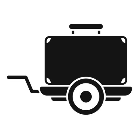 Simple icon of an empty baggage cart waiting to be loaded with luggage at the airportのイラスト素材
