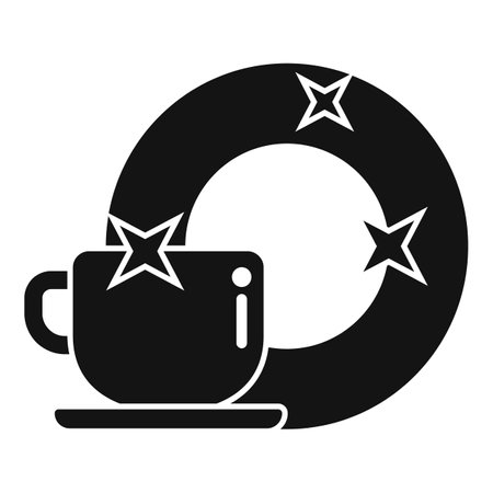 Black and white clean dishes icon showing sparkling cup and plateのイラスト素材