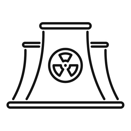 Simple icon depicting a nuclear power plant cooling tower generating electricityのイラスト素材