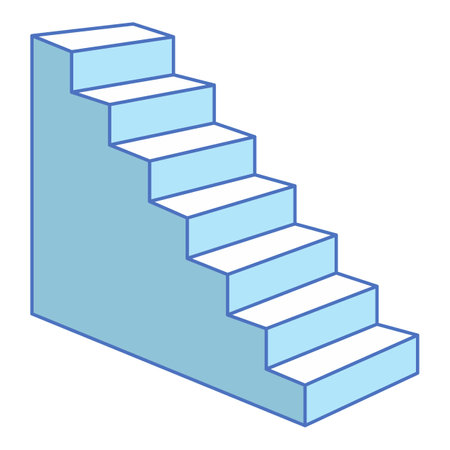 Blue staircase going up symbolizing success, achievement and moving upのイラスト素材