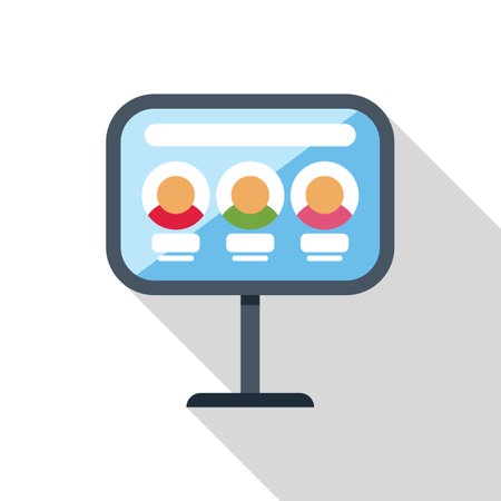 Digital interactive kiosk is showing profiles of people, concept of public serviceのイラスト素材