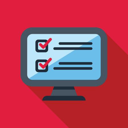 Desktop computer displaying an online survey, enabling users to provide feedback or participate in researchのイラスト素材