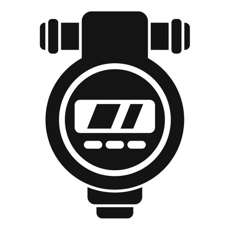 Black icon of a water meter measuring water consumption with a digital displayのイラスト素材