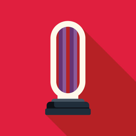 Modern trophy with long shadow on red background representing success and achievementのイラスト素材