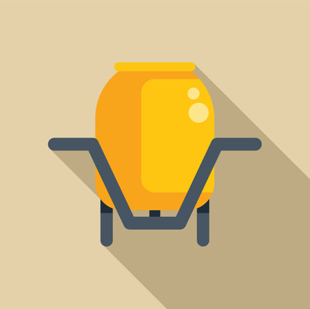 Wheelbarrow transporting cement, construction site equipment for mixing and pouring concreteのイラスト素材