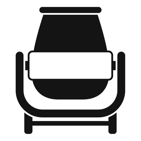 Black and white icon of a concrete mixer preparing cement for a construction projectのイラスト素材