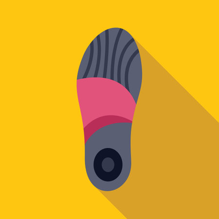 Sport shoe sole imprint is laying on a vibrant yellow backgroundのイラスト素材