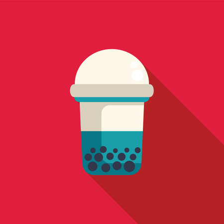 Refreshing bubble tea drink served in a plastic cup with tapioca pearlsのイラスト素材