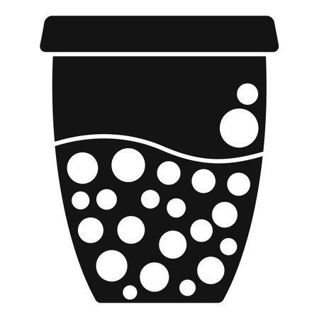 Black silhouette of laboratory glassware containing a chemical substance with bubblesのイラスト素材