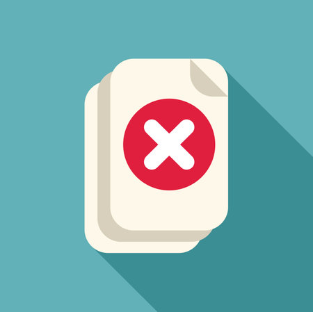 White document with red cross mark indicating rejection or errorのイラスト素材