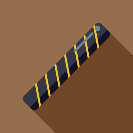 Electronic cigarette device with yellow stripes modern flat design icon with long shadow on brown backgroundのイラスト素材