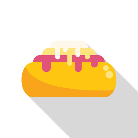 Eclair pastry with a sweet cream filling dripping down the sides, tempting and delicious dessert treatのイラスト素材