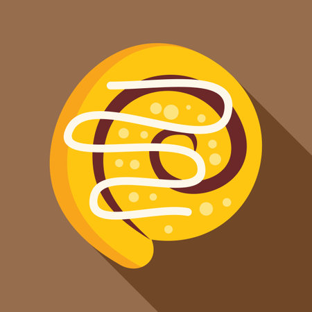 Sweet bun with chocolate and glaze topping for breakfast or coffee breakのイラスト素材