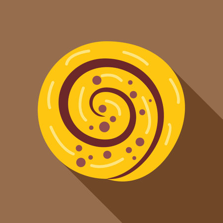 Round bun with chocolate spreading, top view, brown backgroundのイラスト素材