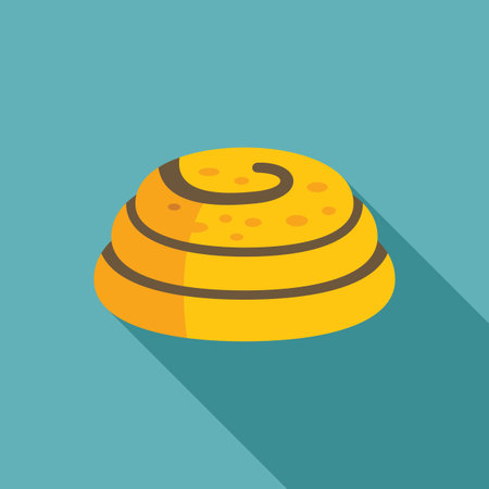 Cinnamon roll pastry showing swirling dough layers and cinnamon filling, isolated on a blue backgroundのイラスト素材