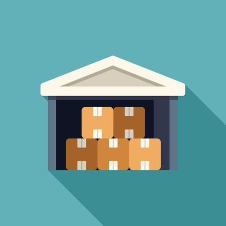 Cardboard boxes containing products waiting to be shipped in a warehouseのイラスト素材