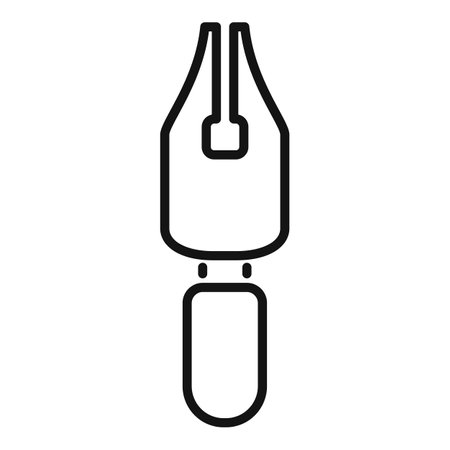 Simple line icon of a fountain pen nib with an ink reservoir, evoking creativity and writingのイラスト素材