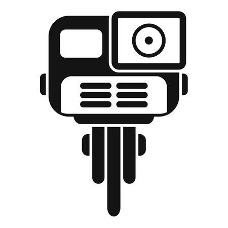 Action camera recording extreme sport using gimbal stabilizer for smooth footageのイラスト素材