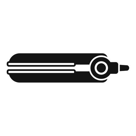 This black and white icon represents a hair straightener, an essential tool for hairdressers and barbersのイラスト素材