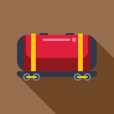 Red railroad tank car standing on rails, transportation of liquid cargo conceptのイラスト素材